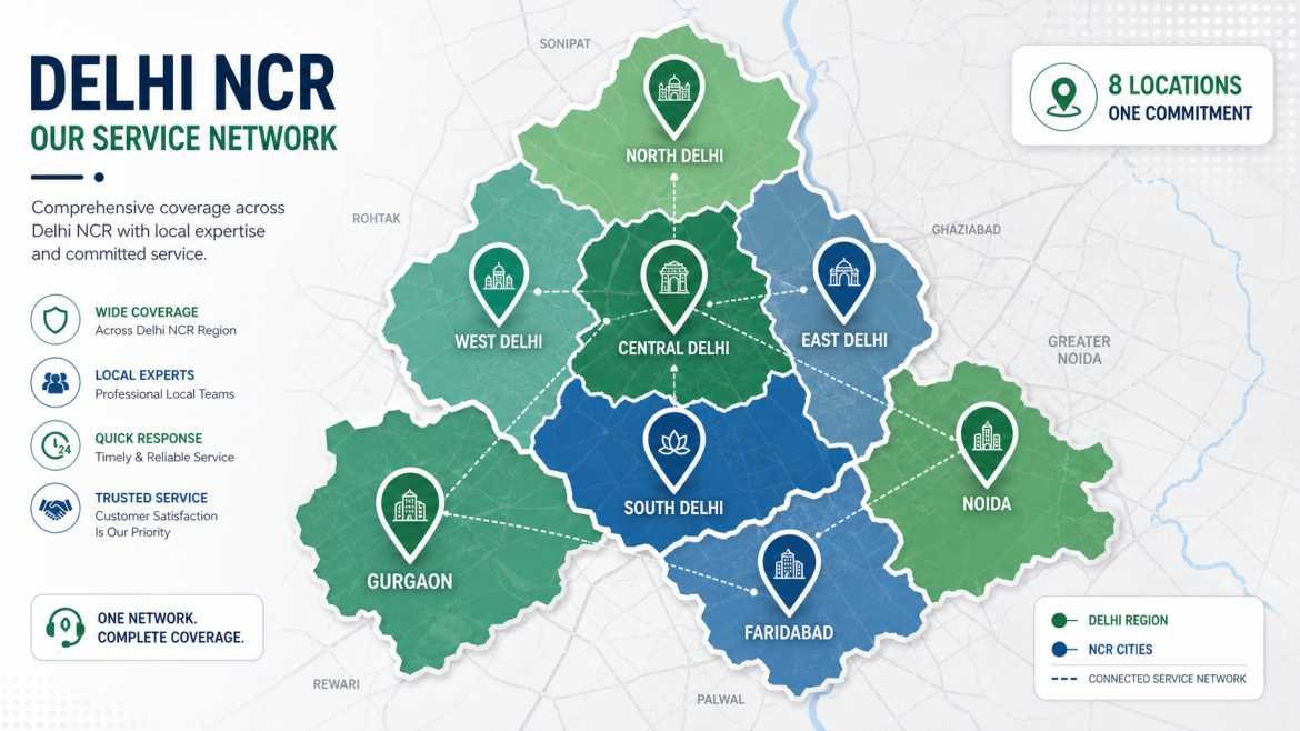 Map showing Niramay Pest Control's Delhi NCR service coverage