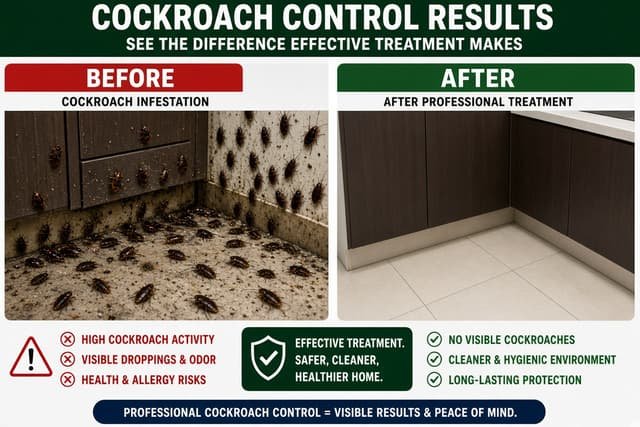 Before and after cockroach control results
