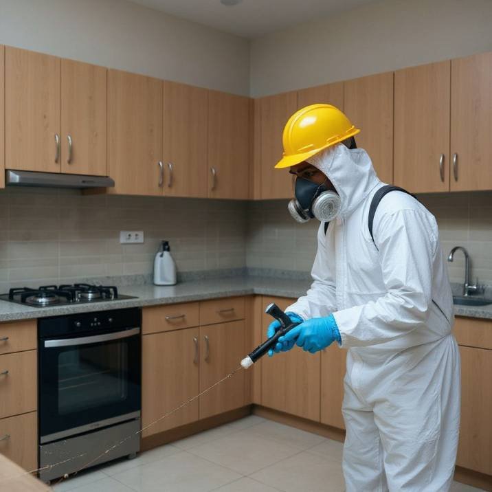 Cockroach gel bait treatment applied in a Gurgaon residential kitchen by Niramay technician