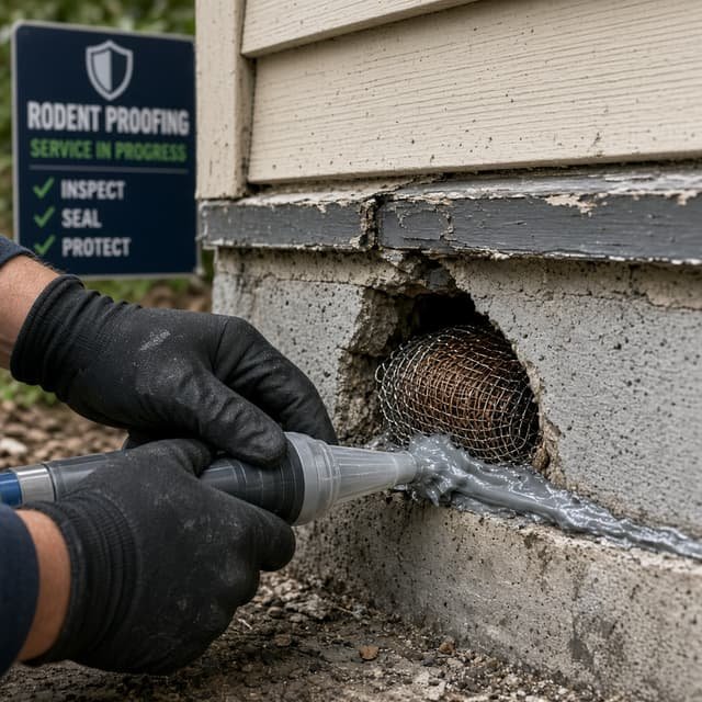 Sealing rodent entry point during proofing service