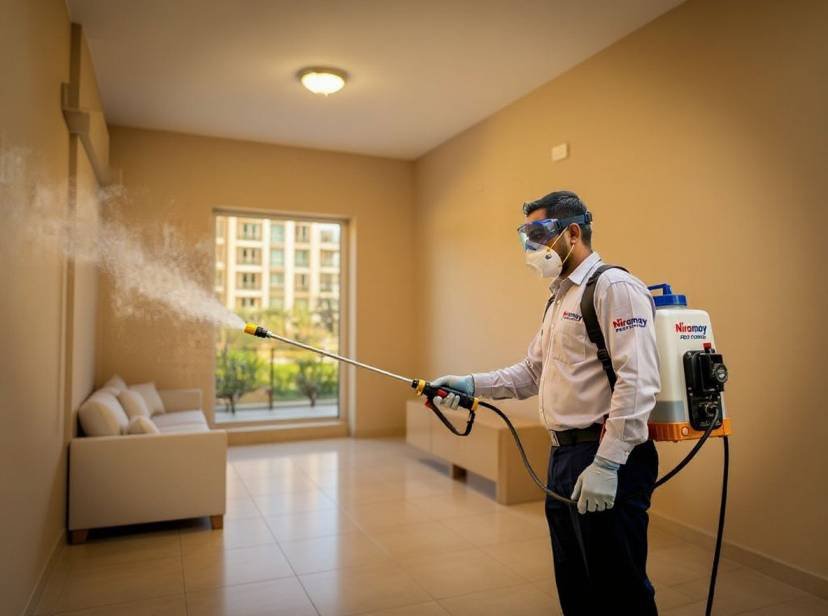 Termite inspection being conducted inside a Noida apartment by Niramay technician