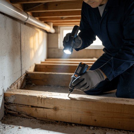 Termite treatment being performed at a South Delhi independent bungalow